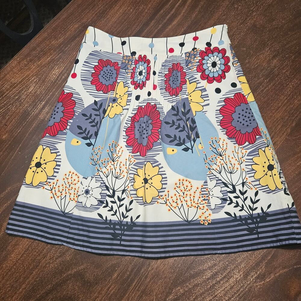 DownEast Basics Floral Striped Pleated Mini Skirt XS